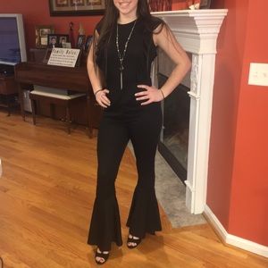 Black ruffled jumpsuit